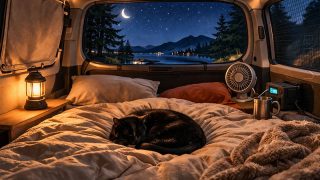 車中泊中の猫